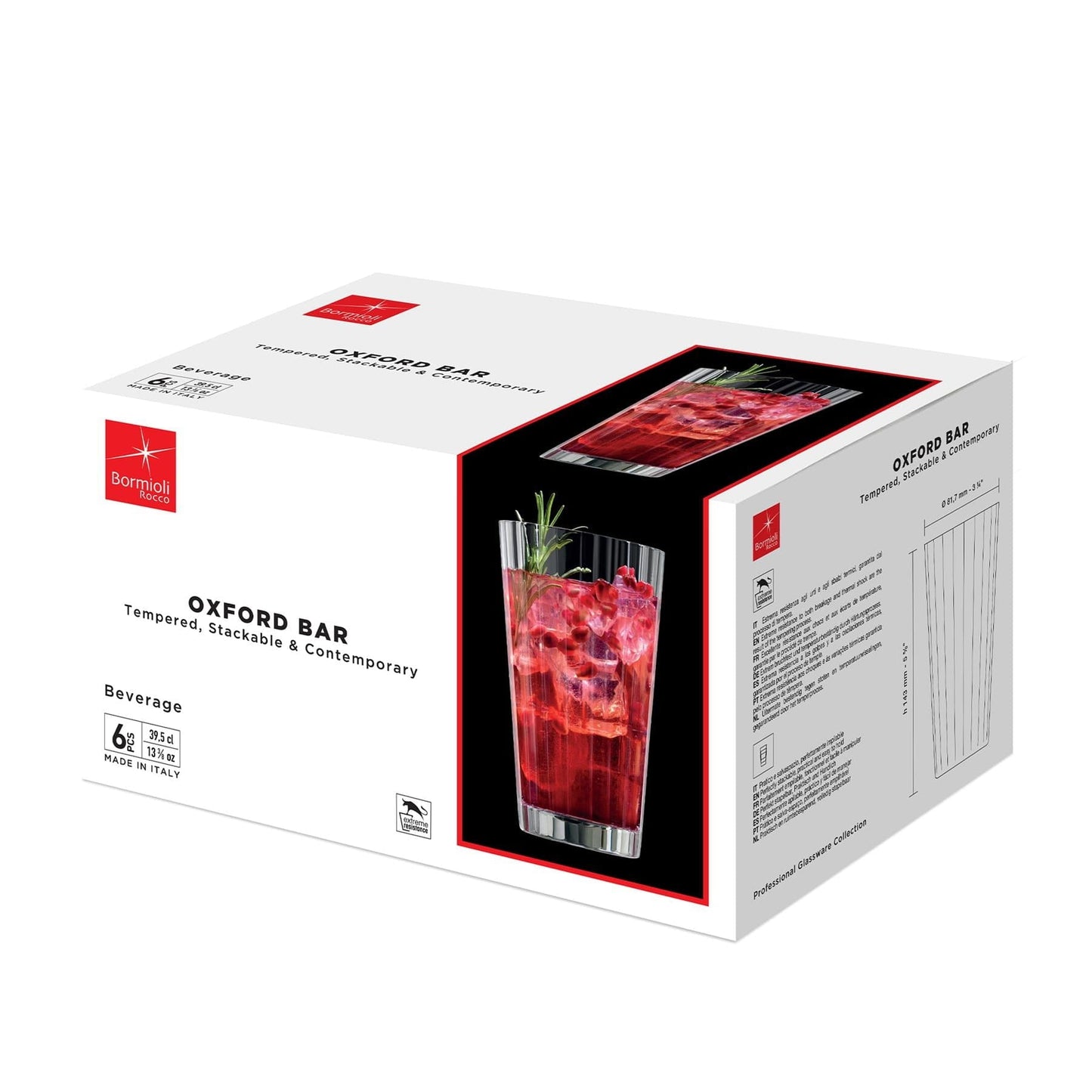 395ml Oxford Bar Stacking Highball Glasses - Pack of Six