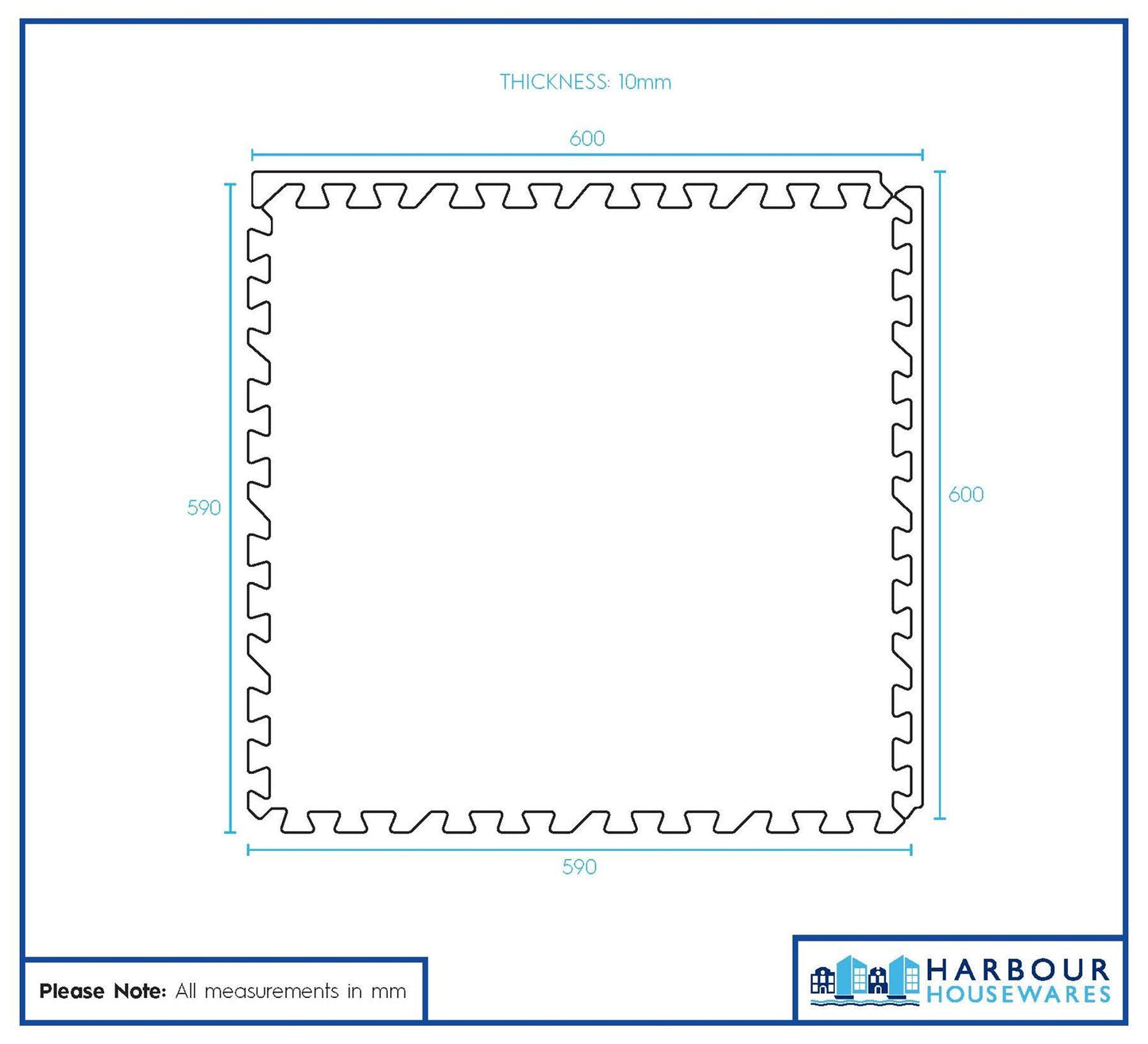 Thick Interlocking Gym Flooring Mats - 60 x 60cm - Pack of 4