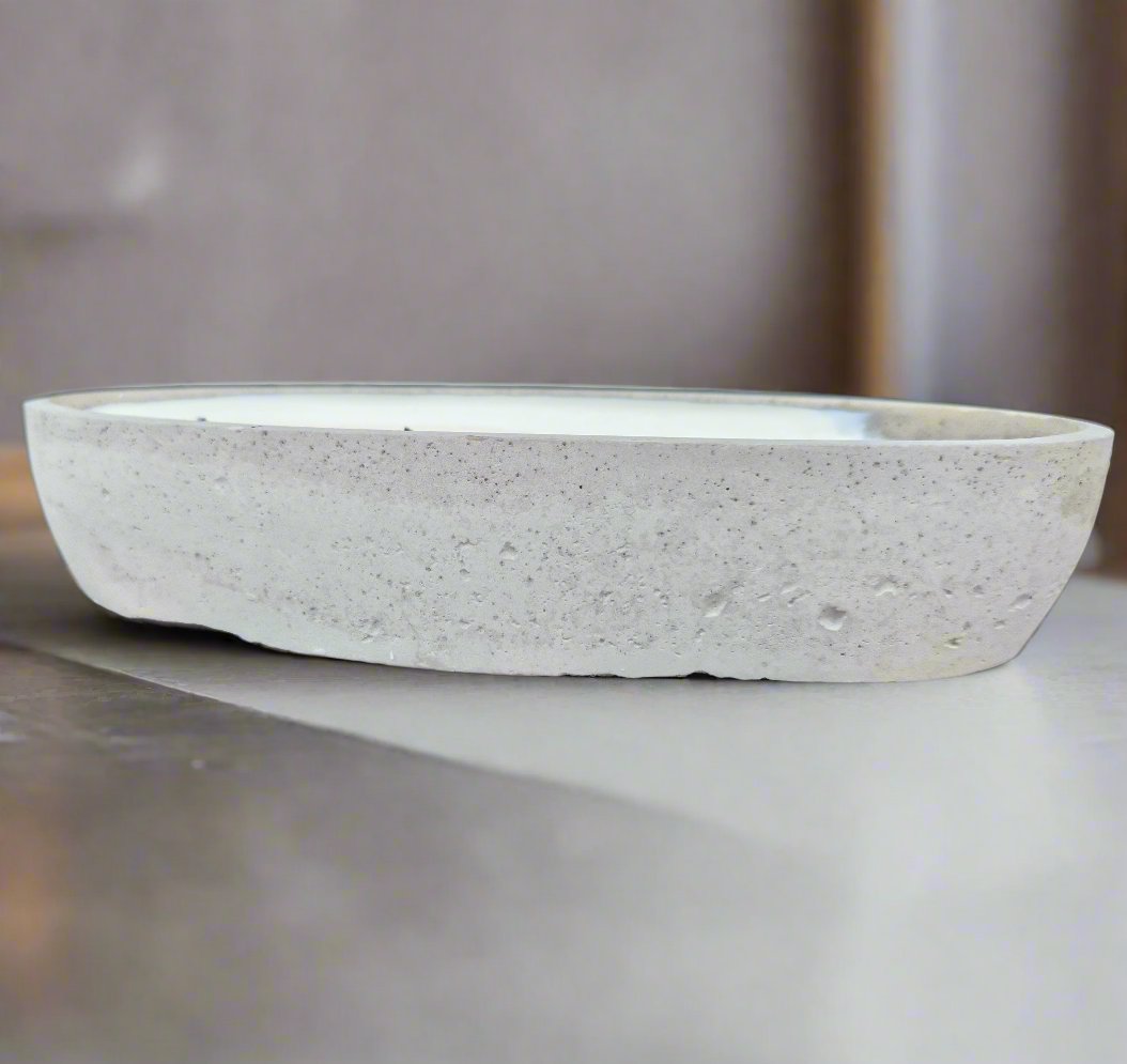 Multi Wick Concrete Oval Loaf Bowl Candle