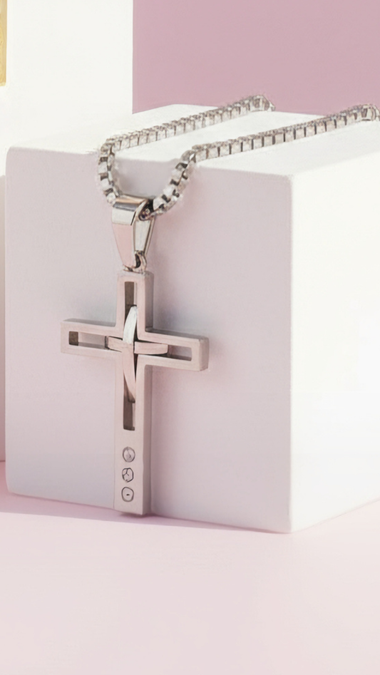 Curved Cross Symbolic Necklace