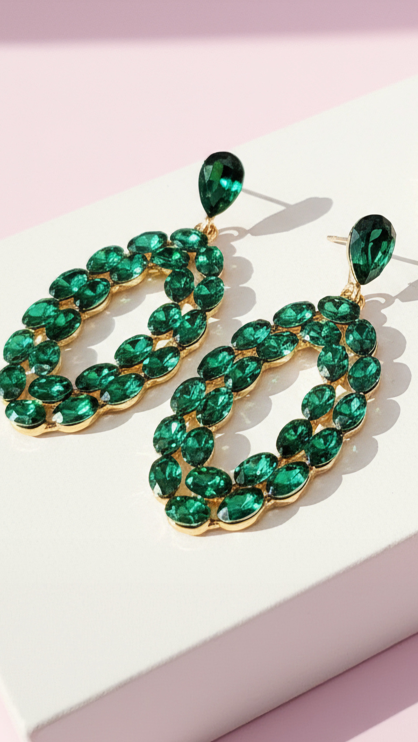 Oval Hoop Crystal Drop & Dangle Earrings