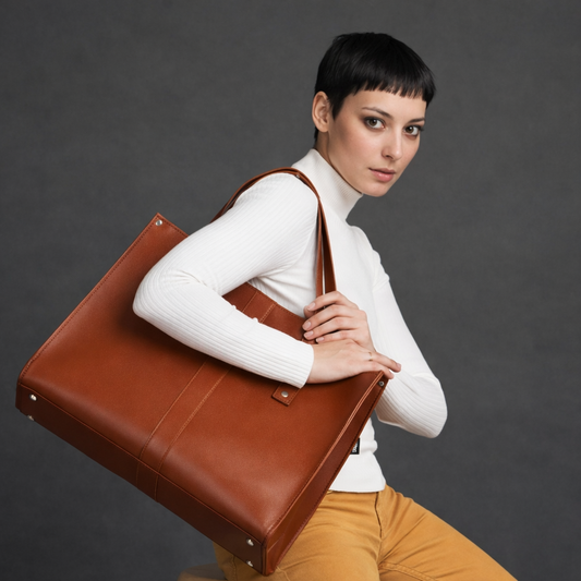 Handmade Leather Shopper - Chestnut