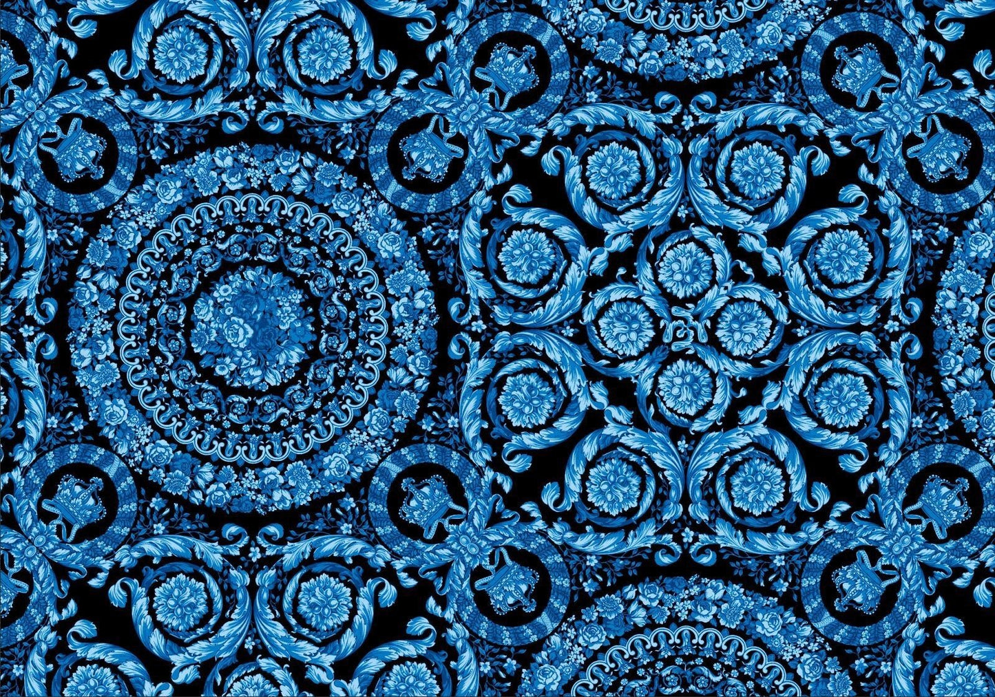 Blue Baroque Pattern Fabric