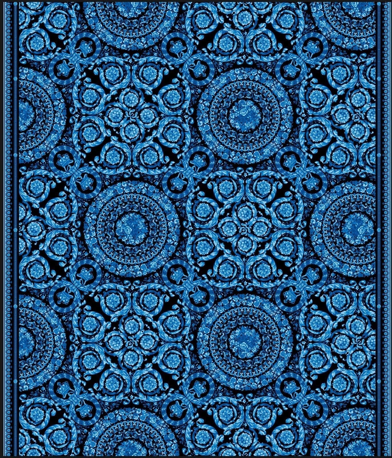 Blue Baroque Pattern Fabric
