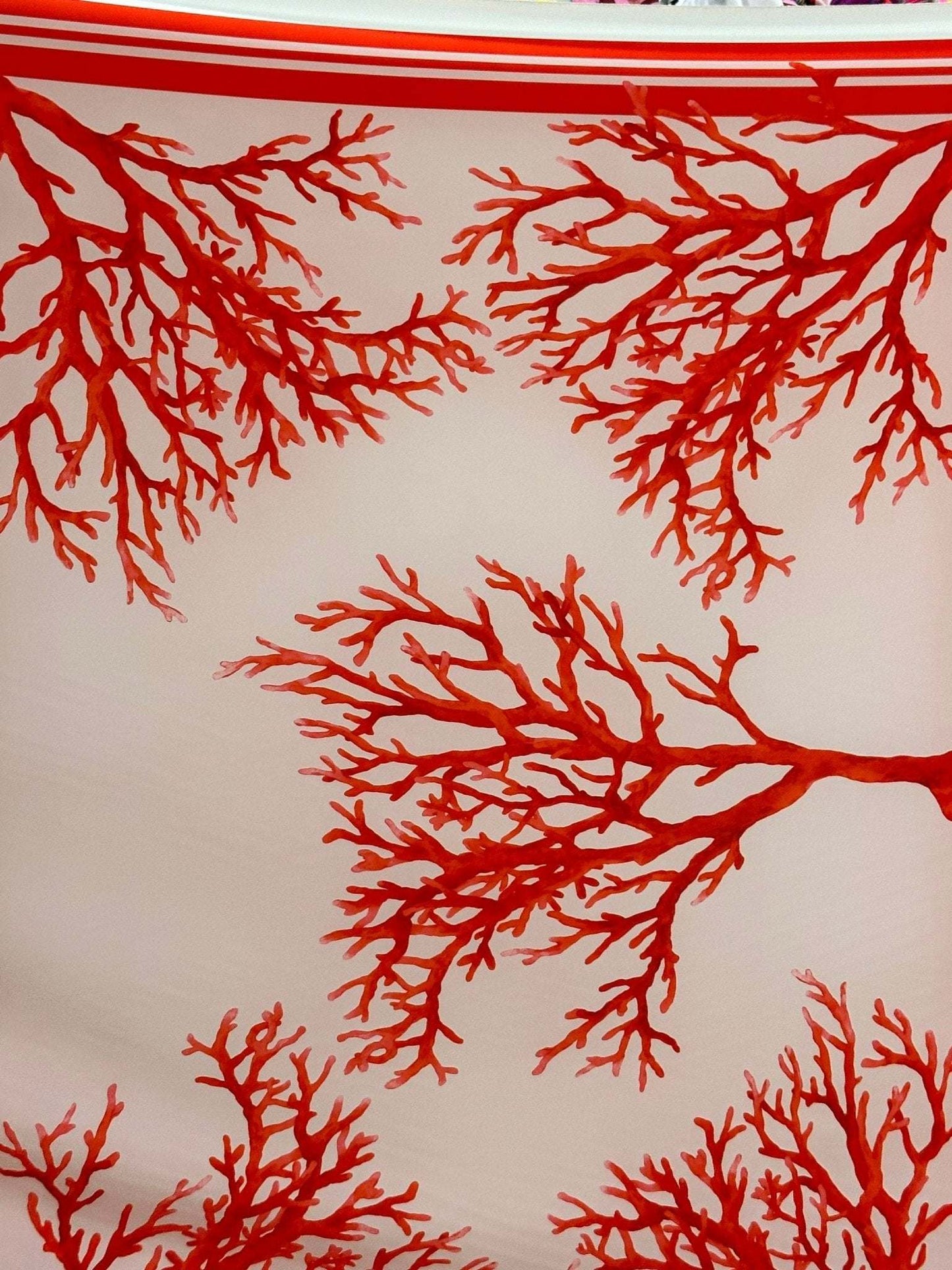 Coral Pattern Silky Crepe Fabric – Custom Printed Fabric, Choose Material by Metre