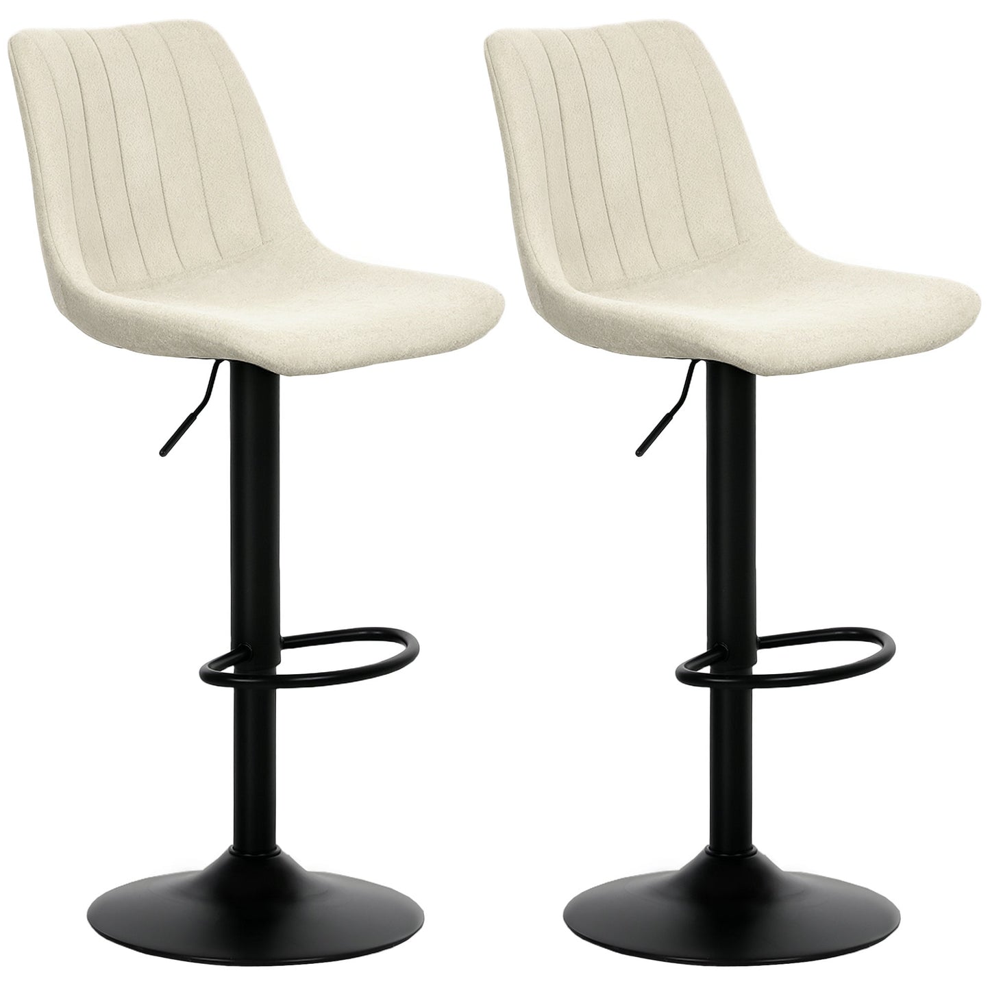 HOMCOM Bar Stools Set of 2 Adjustable Swivel Bar Chairs with Backrest