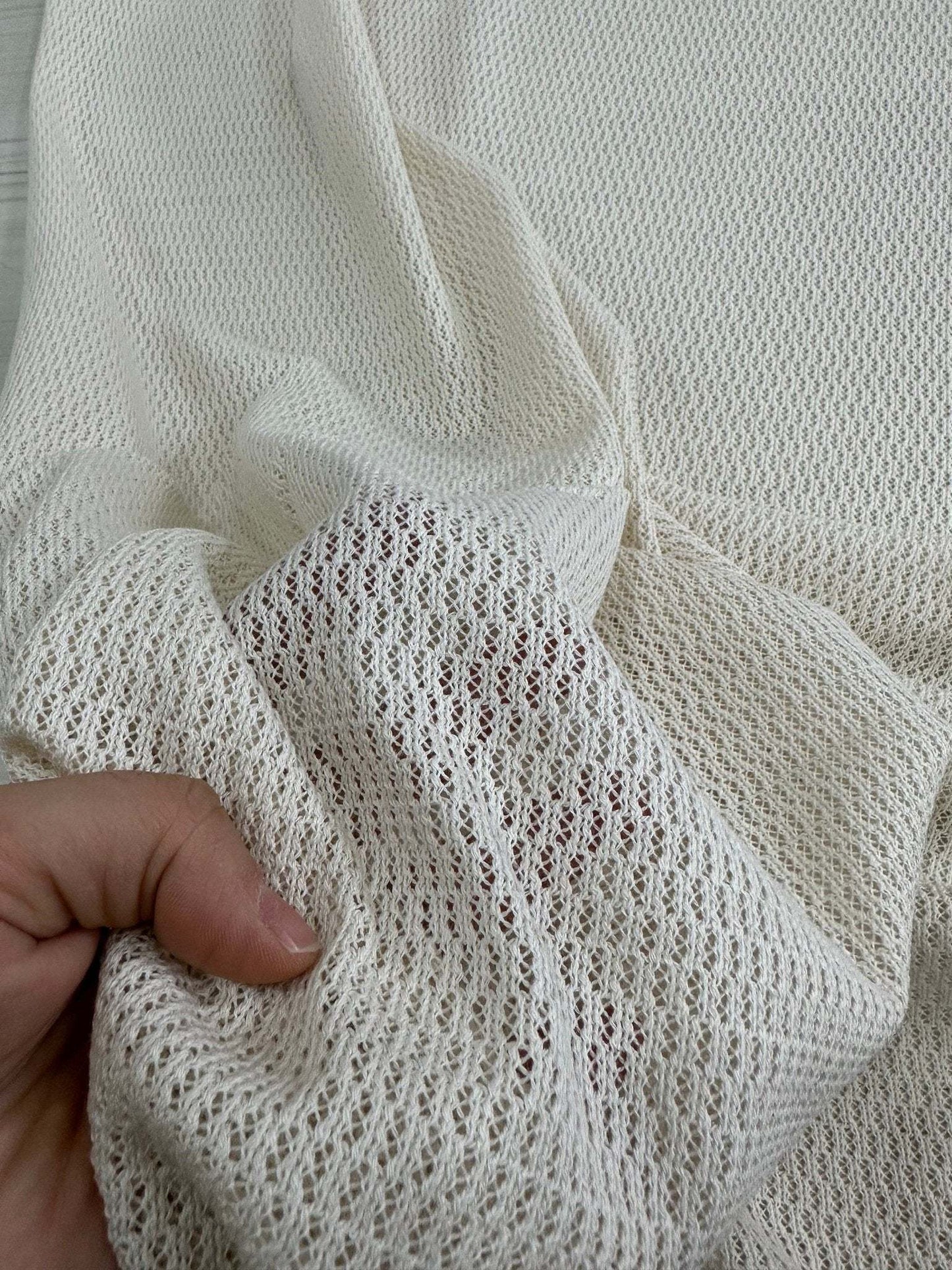 100 Cotton Off-White Fishnet Mesh Fabric for Crafting and Apparel