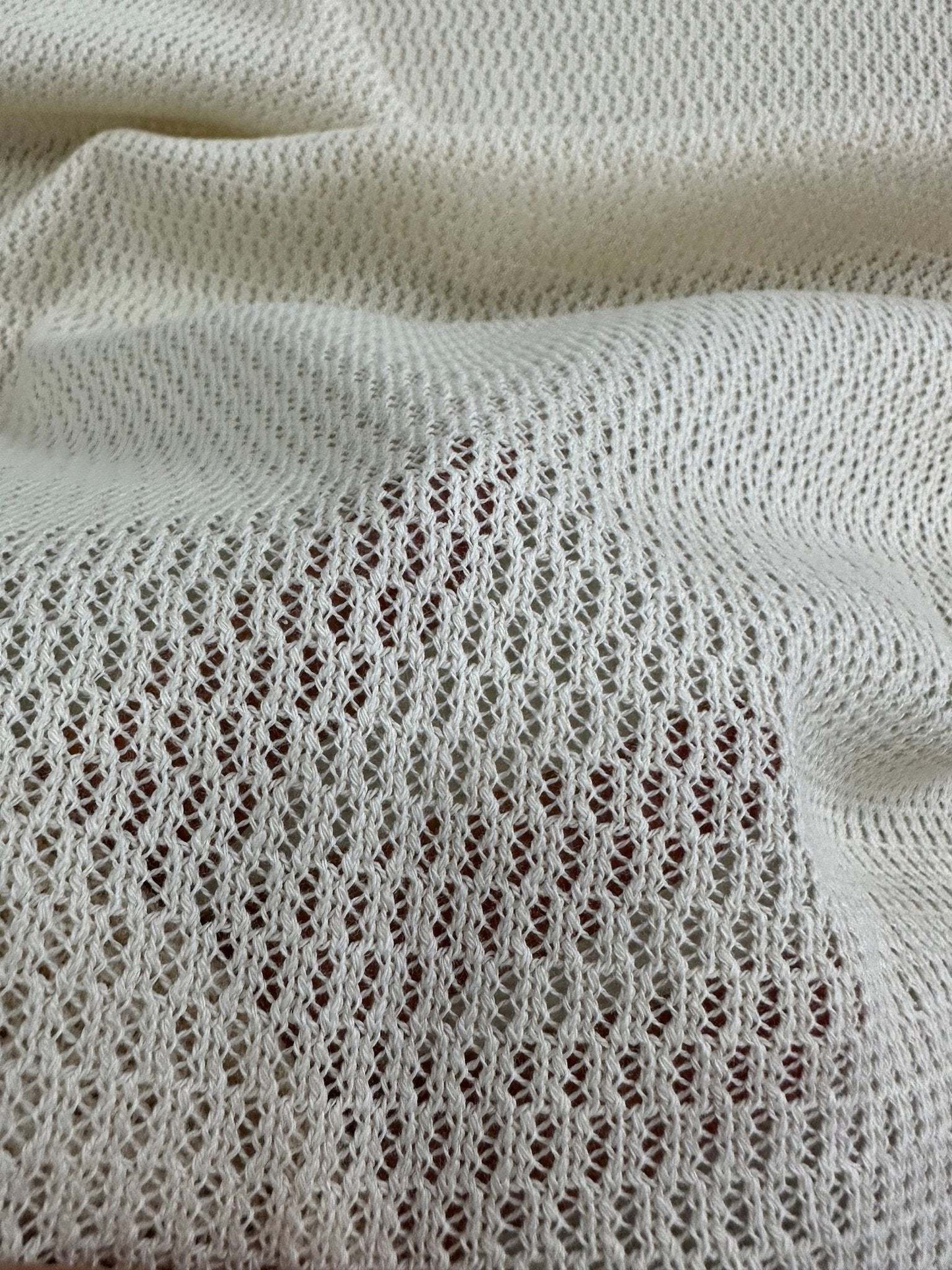 100 Cotton Off-White Fishnet Mesh Fabric for Crafting and Apparel