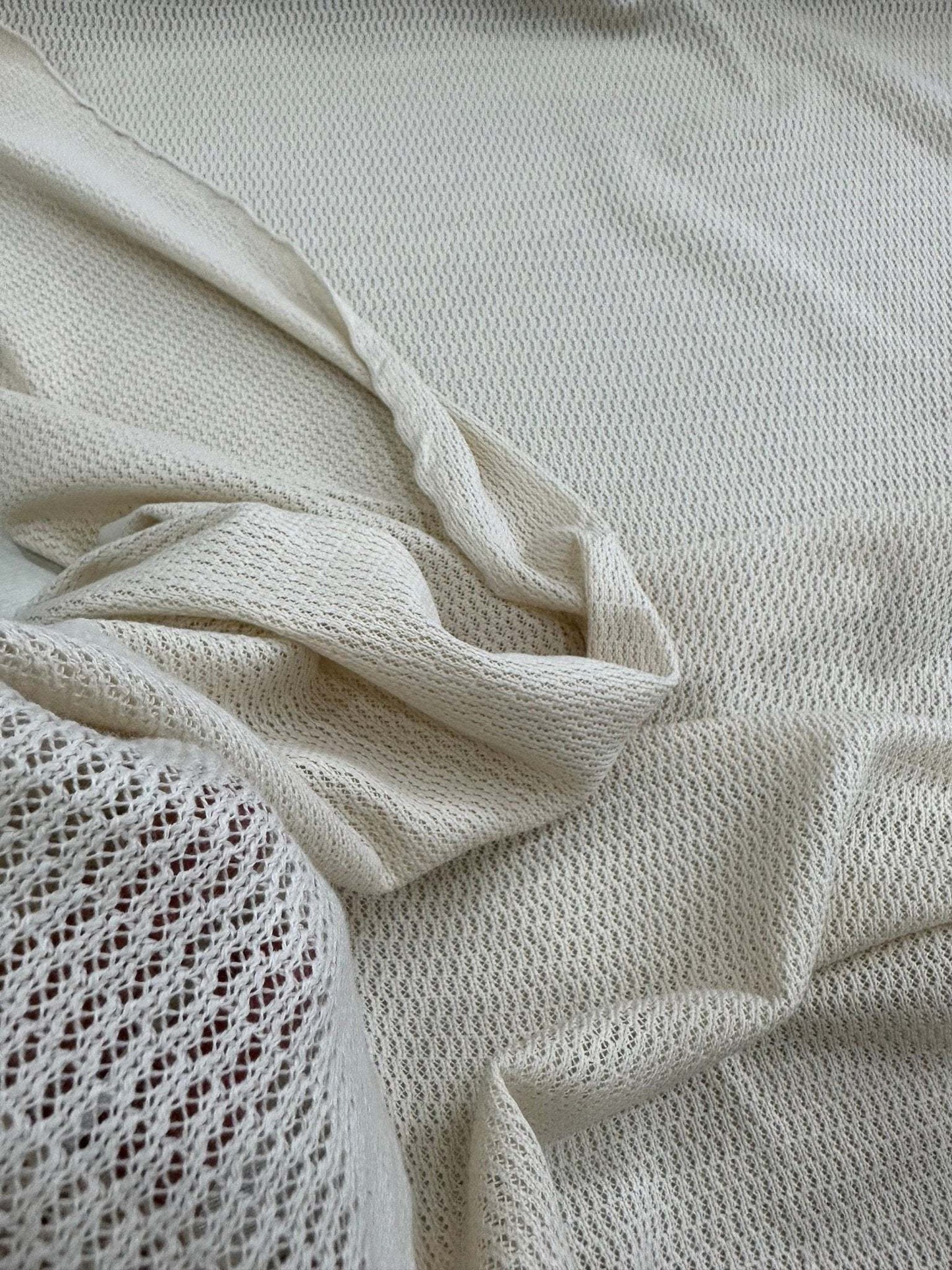 100 Cotton Off-White Fishnet Mesh Fabric for Crafting and Apparel