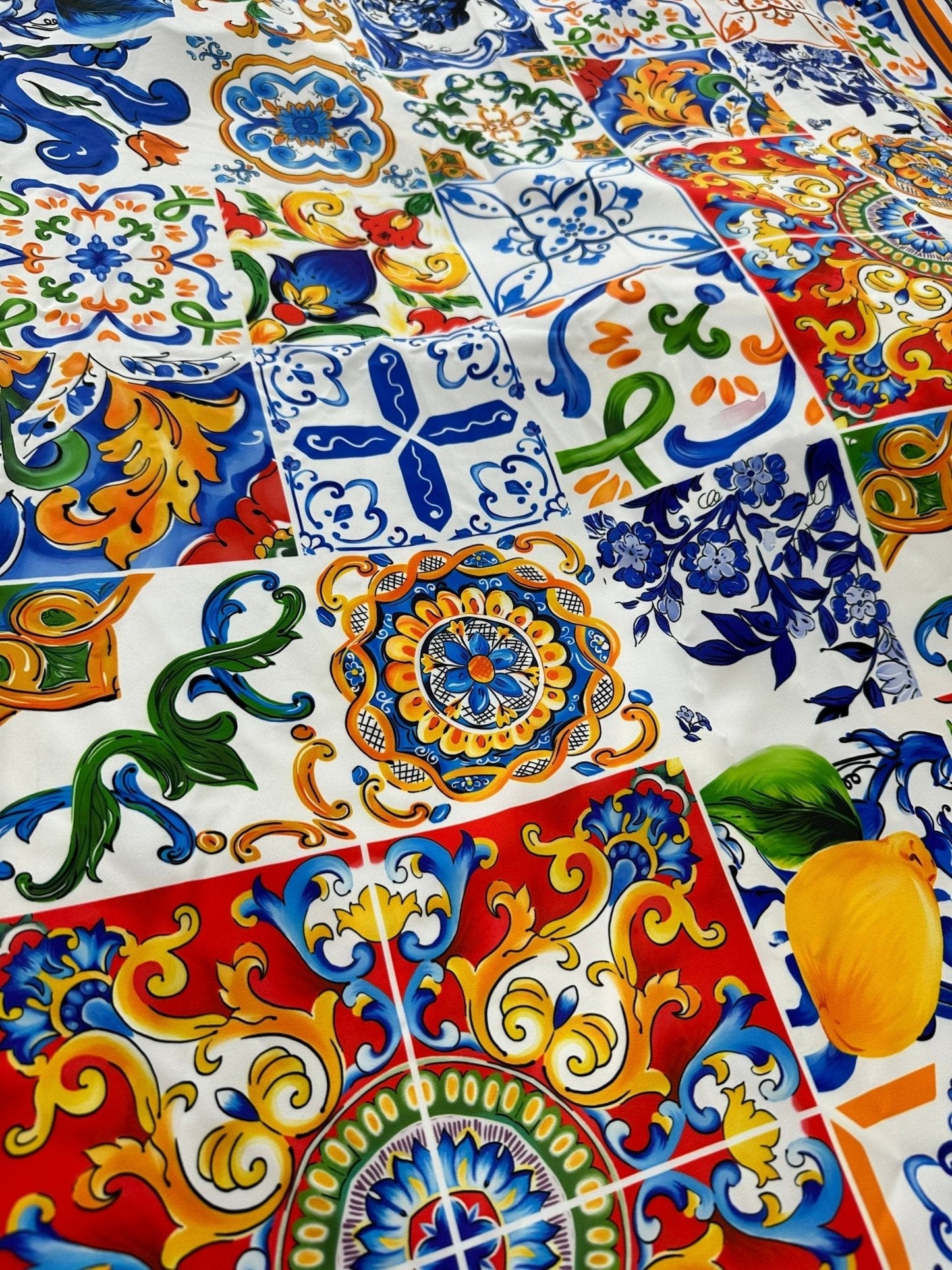 Sicilian Print Silky Crepe Fabric