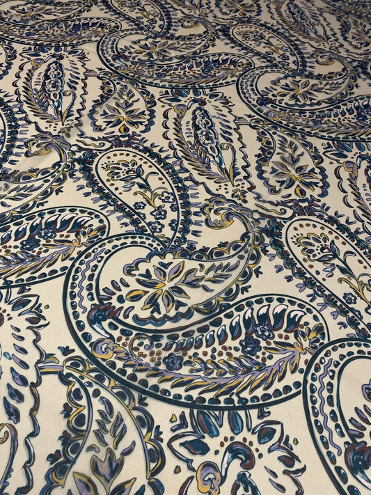 Cream Background Paisley Print Fabric – Fabric by Metre, Multiple Options for Sewing & Dressmaking