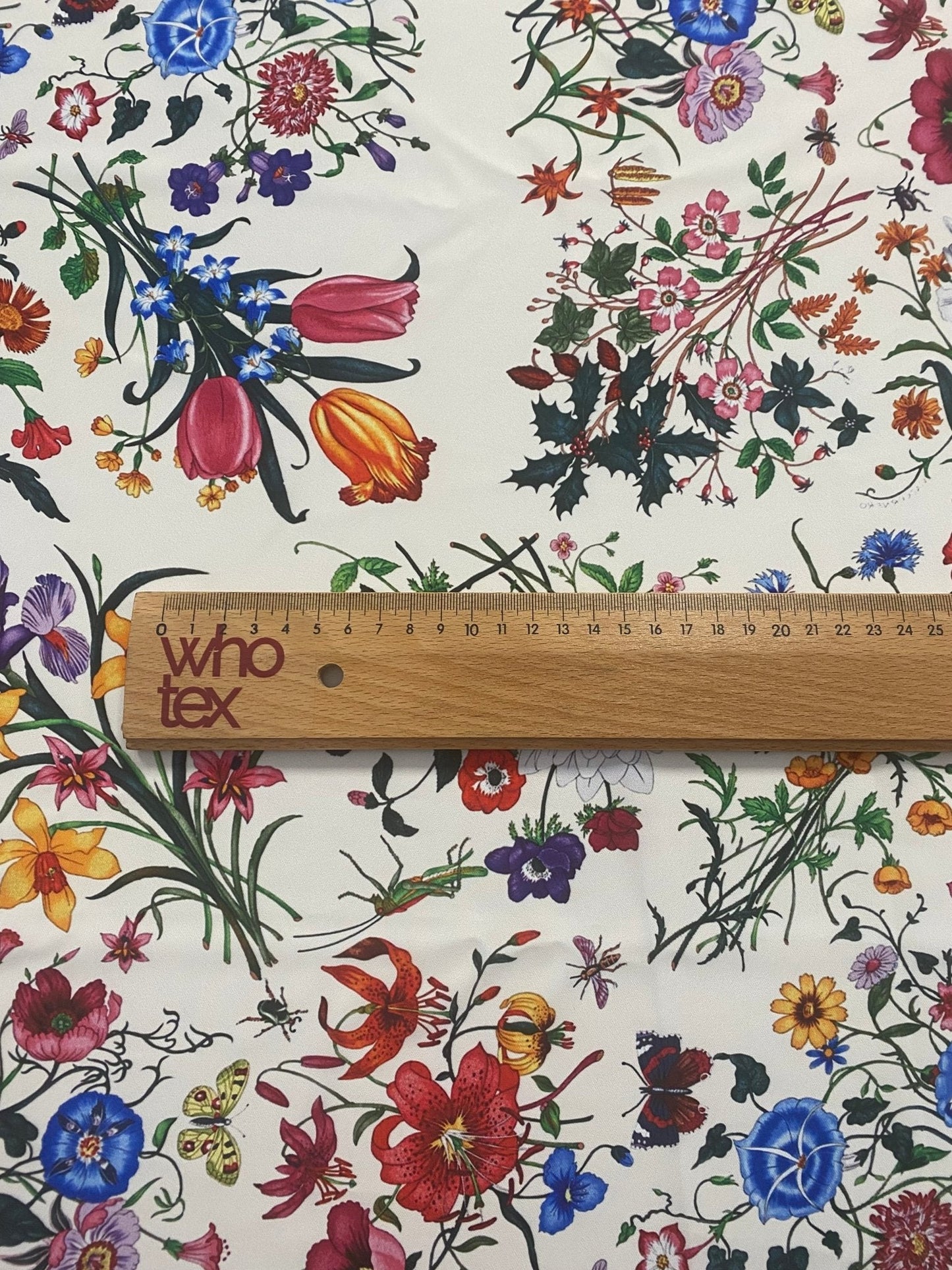 Cream Floral Botanical Print Fabric