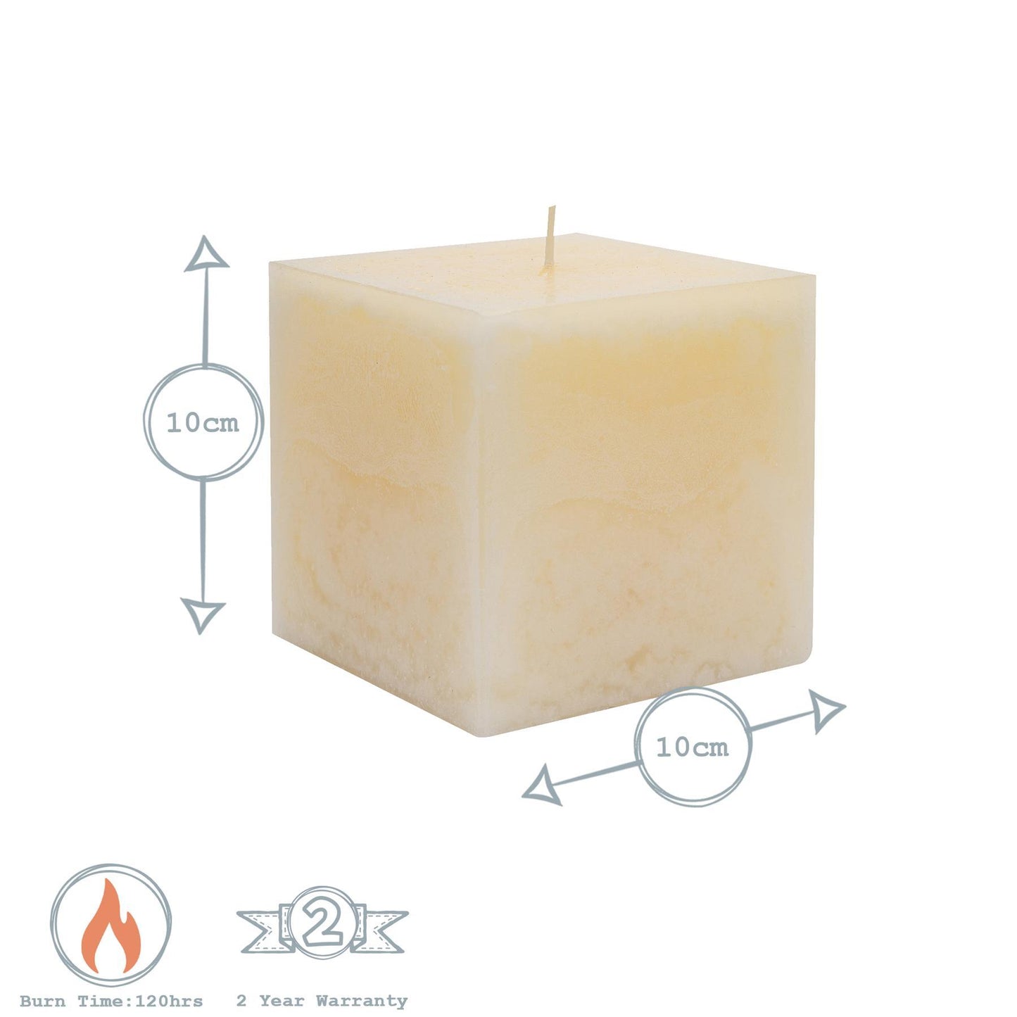 10cm Vanilla Square Pillar Candle