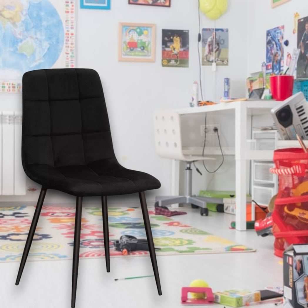 Chair - Tufted Fabric/Metal - L52 x W44 x H86 cm - Black