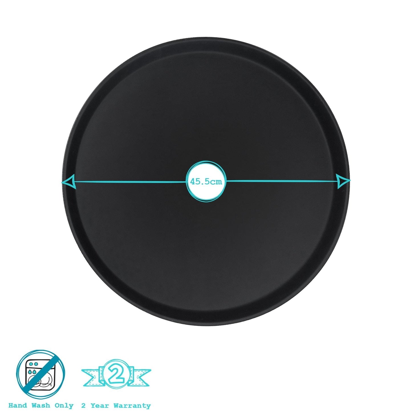 Black 45.5cm Round Non-Slip Serving Tray