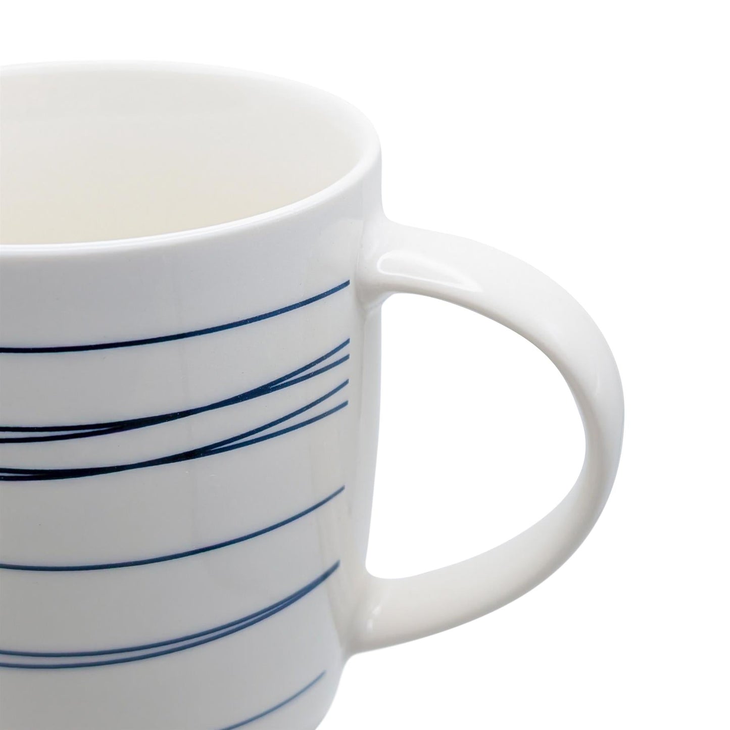 350ml Blue & White Stripe Simply Home Stoneware Mugs - Pack of Six