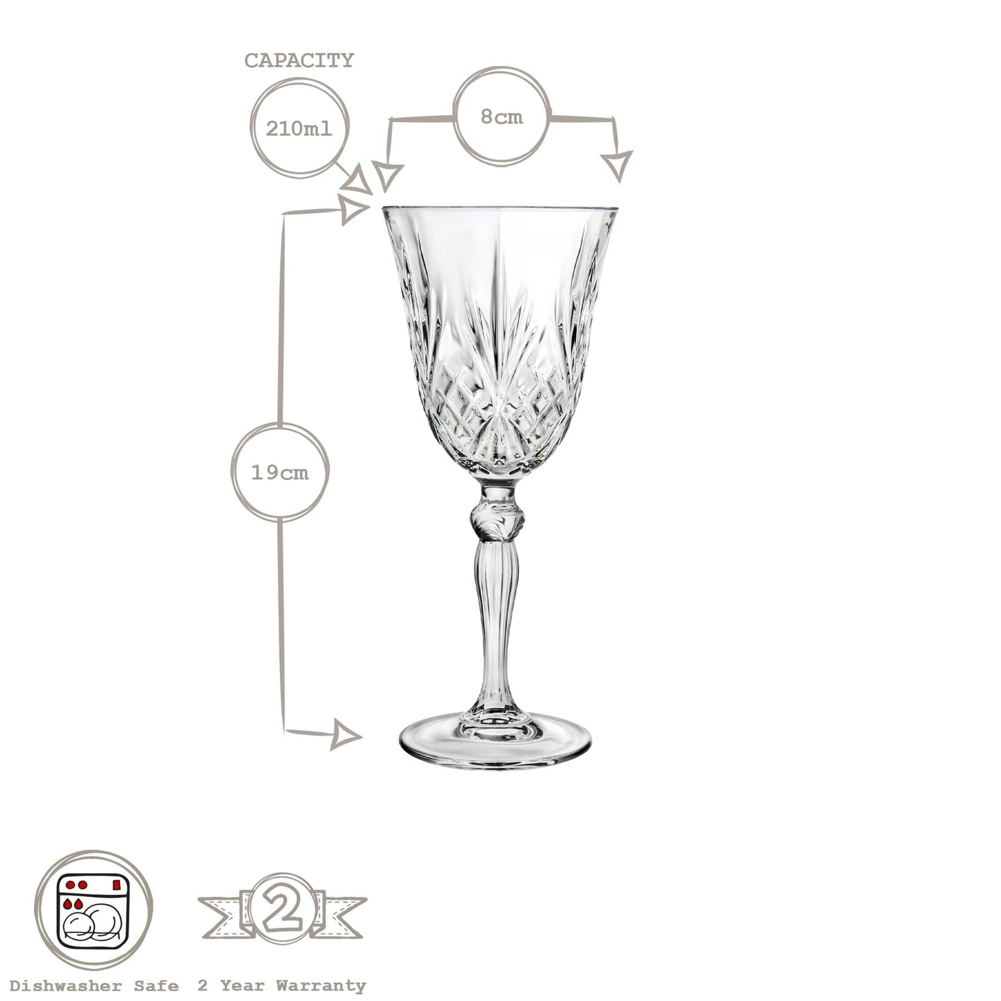 210ml Crystal White Wine Glasses - Pack of Six