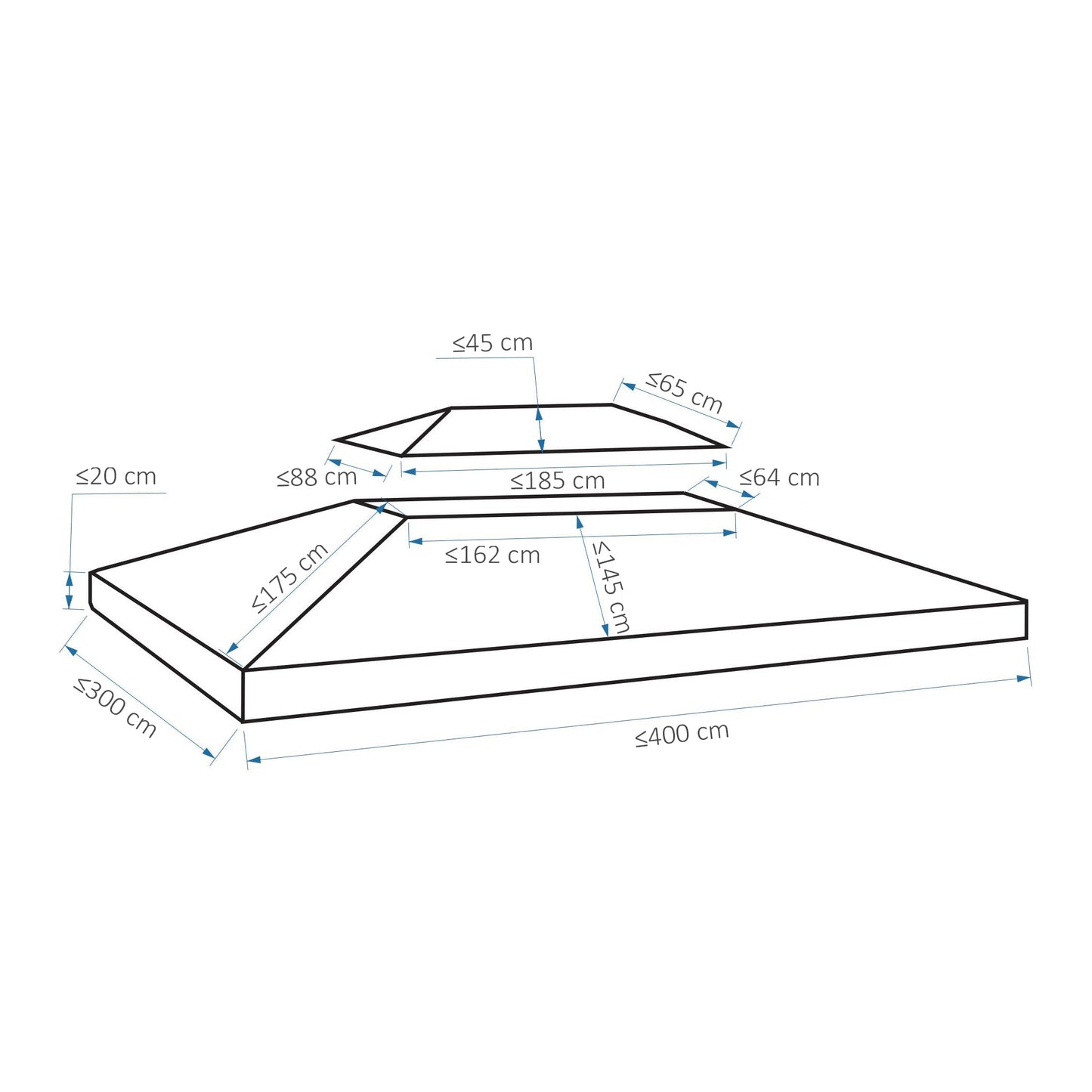 3X4M Gazebo Canopy Replacement Cover