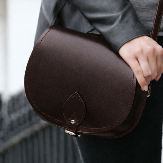 Handmade Leather Saddle Bag - Dark Brown