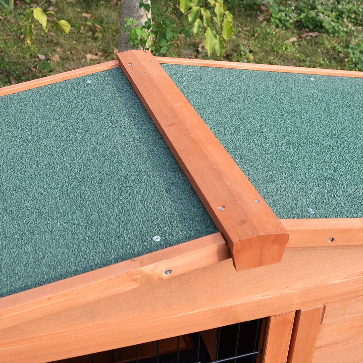 PawHut 2 Tier Outdoor Rabbit Small Animal Enclosure with Ramp Tray to Raised Home & Below Run Area