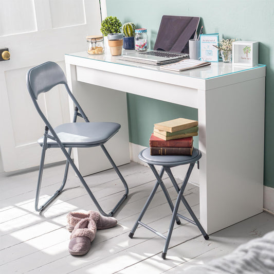 Grey Padded Folding Stool