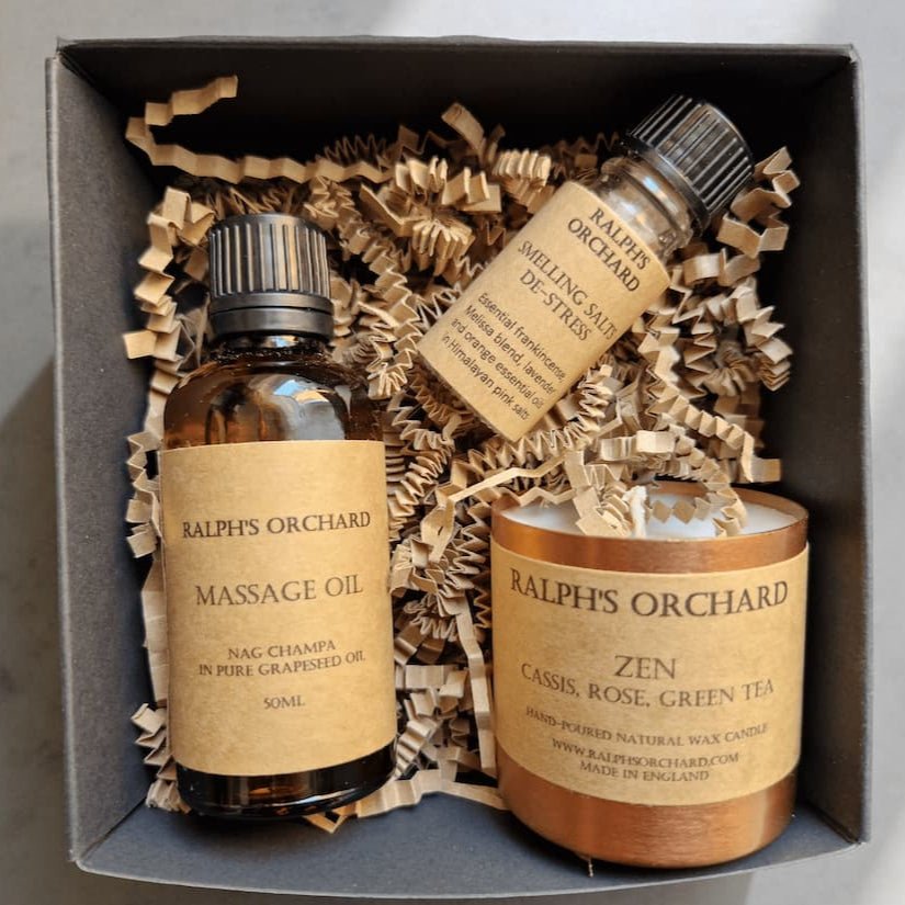 Destress Gift Set | Candle, Massage Oil & Smelling Salts
