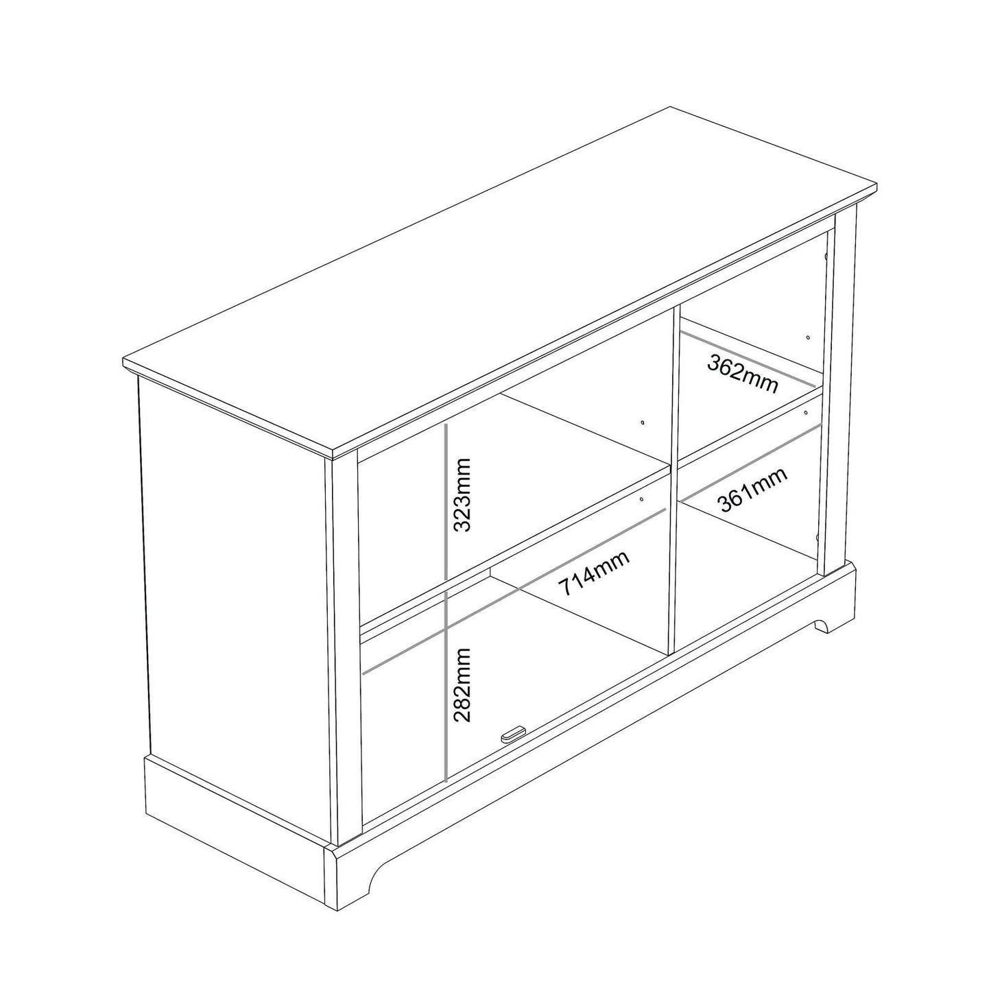 Honition Large Sideboard Ivory 3 Doors 4 Shelves