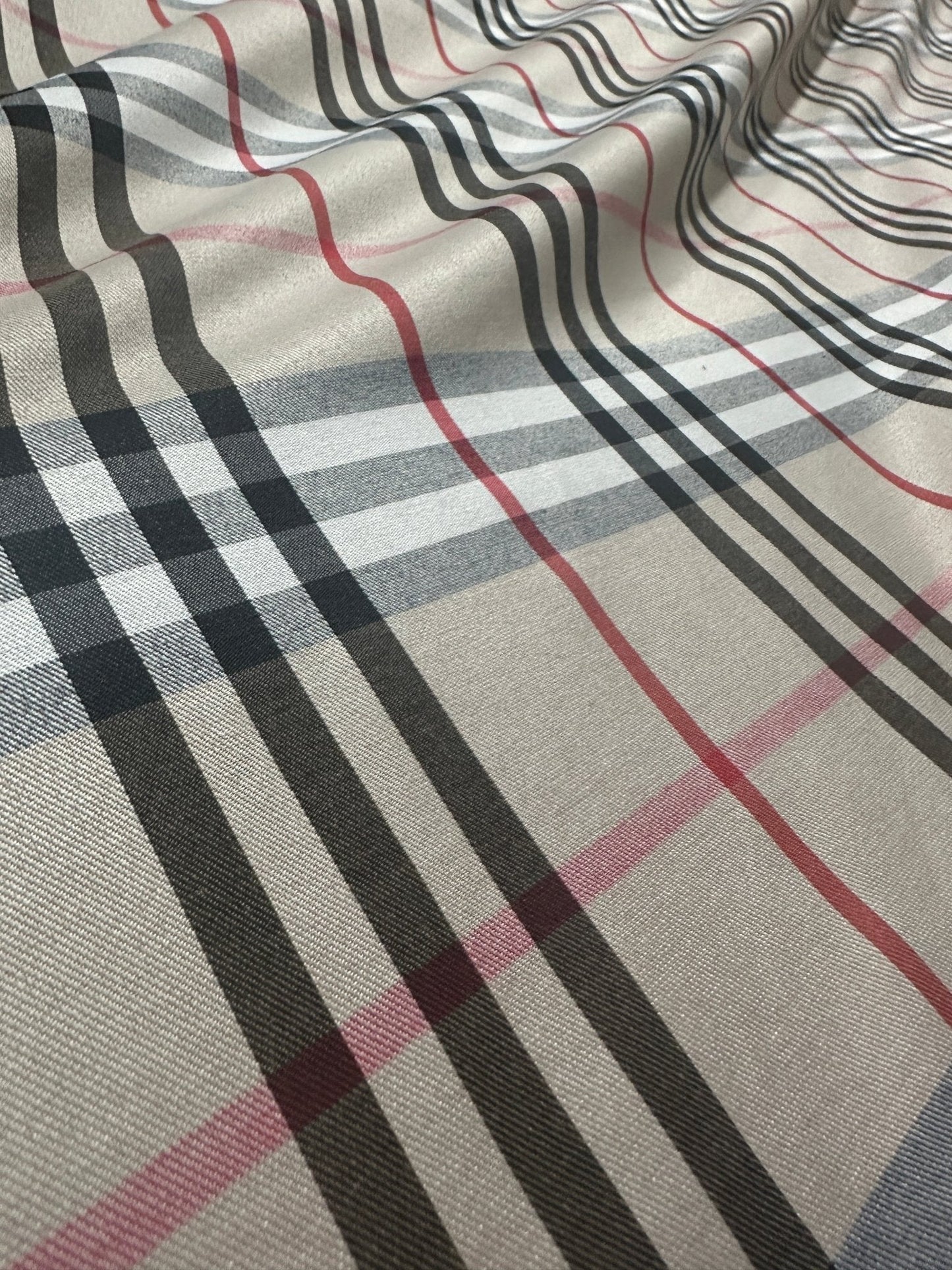 Double Sided Beige Plaid Tartan, Poplin Cotton Fabric