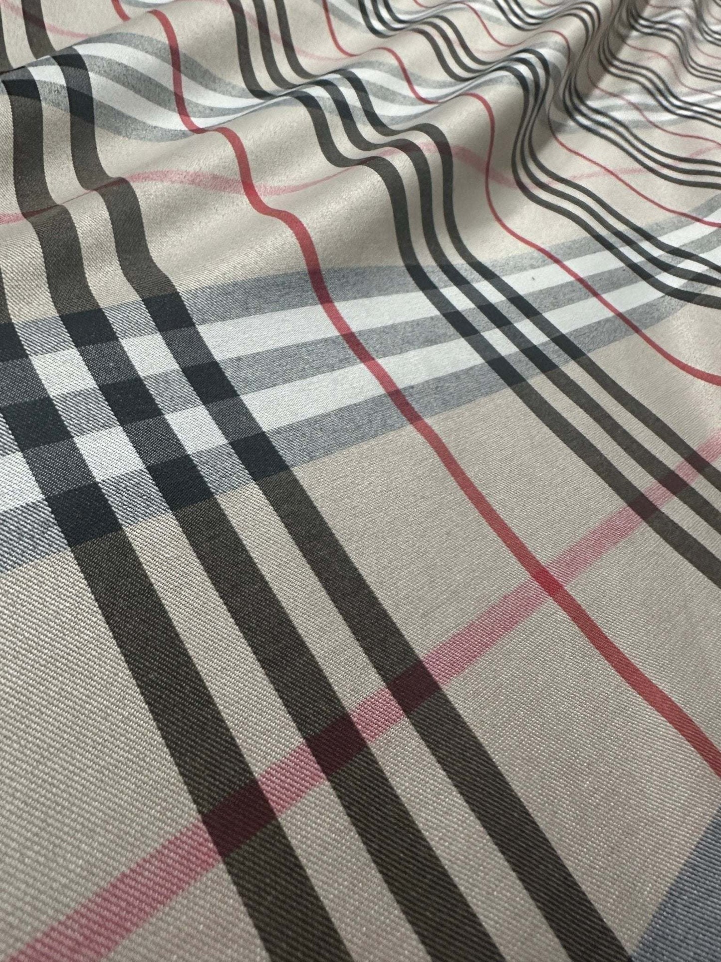 Double Sided Beige Plaid Tartan, Poplin Cotton Fabric