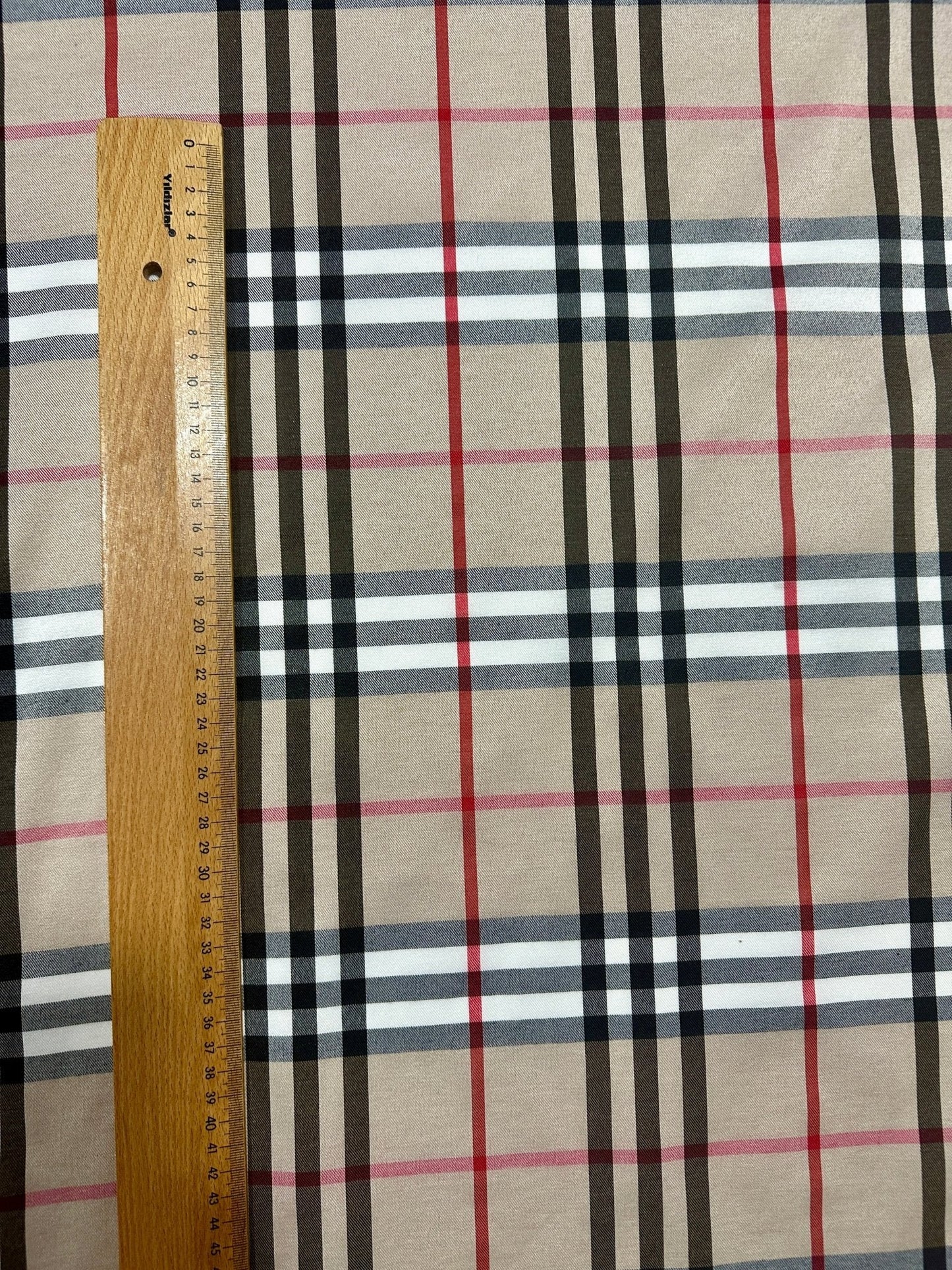 Double Sided Beige Plaid Tartan, Poplin Cotton Fabric