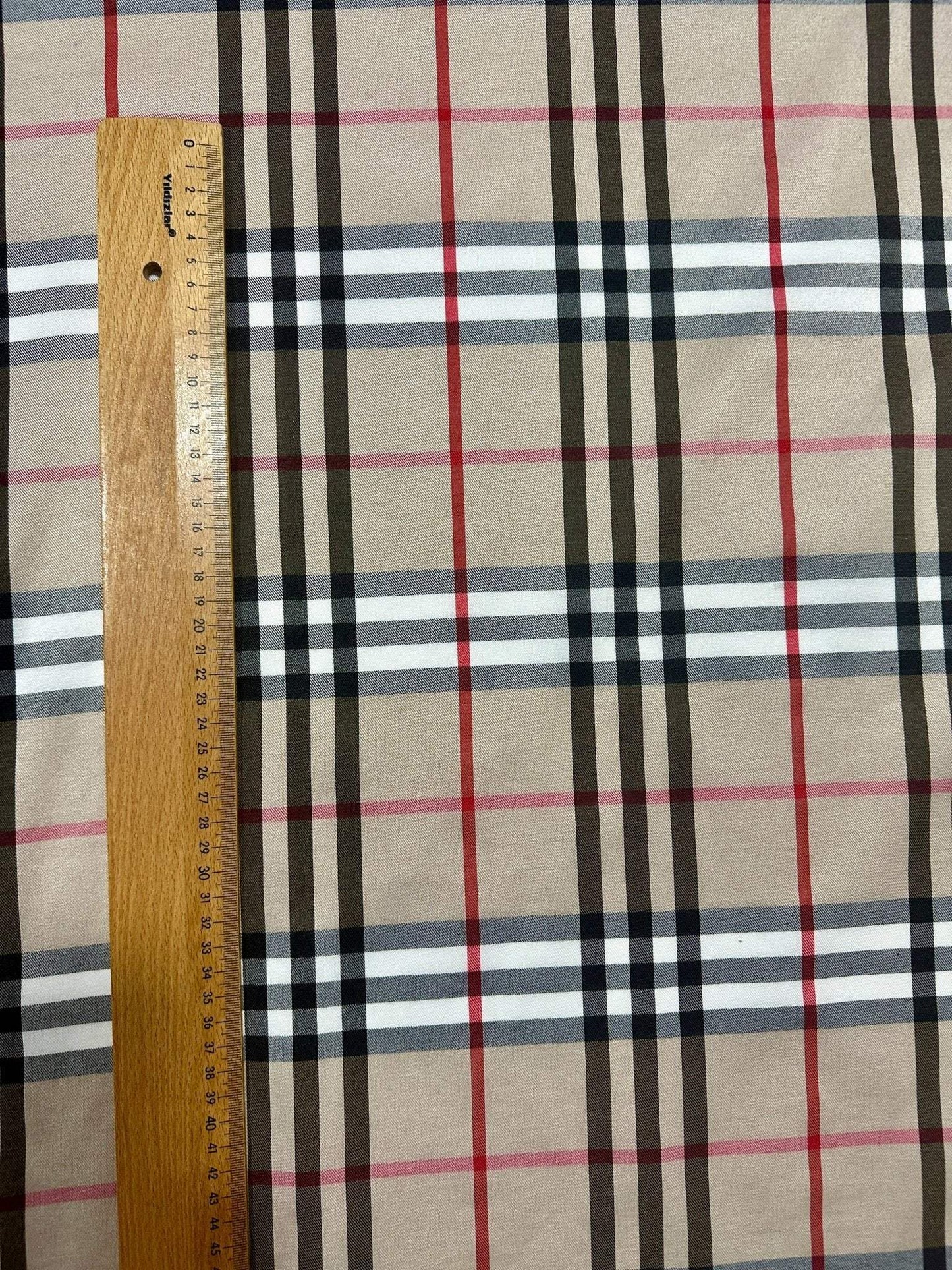 Double Sided Beige Plaid Tartan, Poplin Cotton Fabric