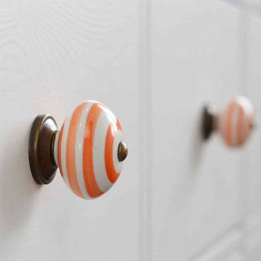 Round Stripe Ceramic Cabinet Knob