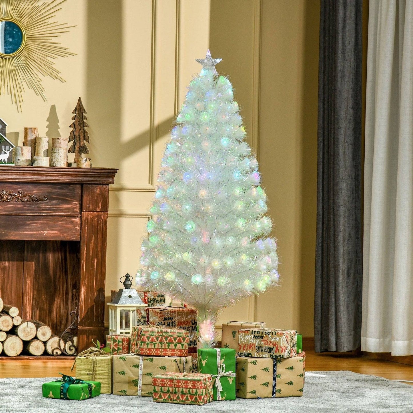 5FT Prelit Artificial Christmas Tree with Fiber Optic LED Light
