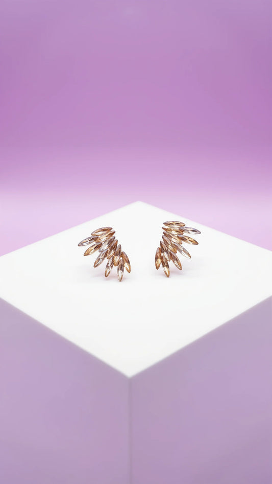 Feather Crystal Stud Earrings