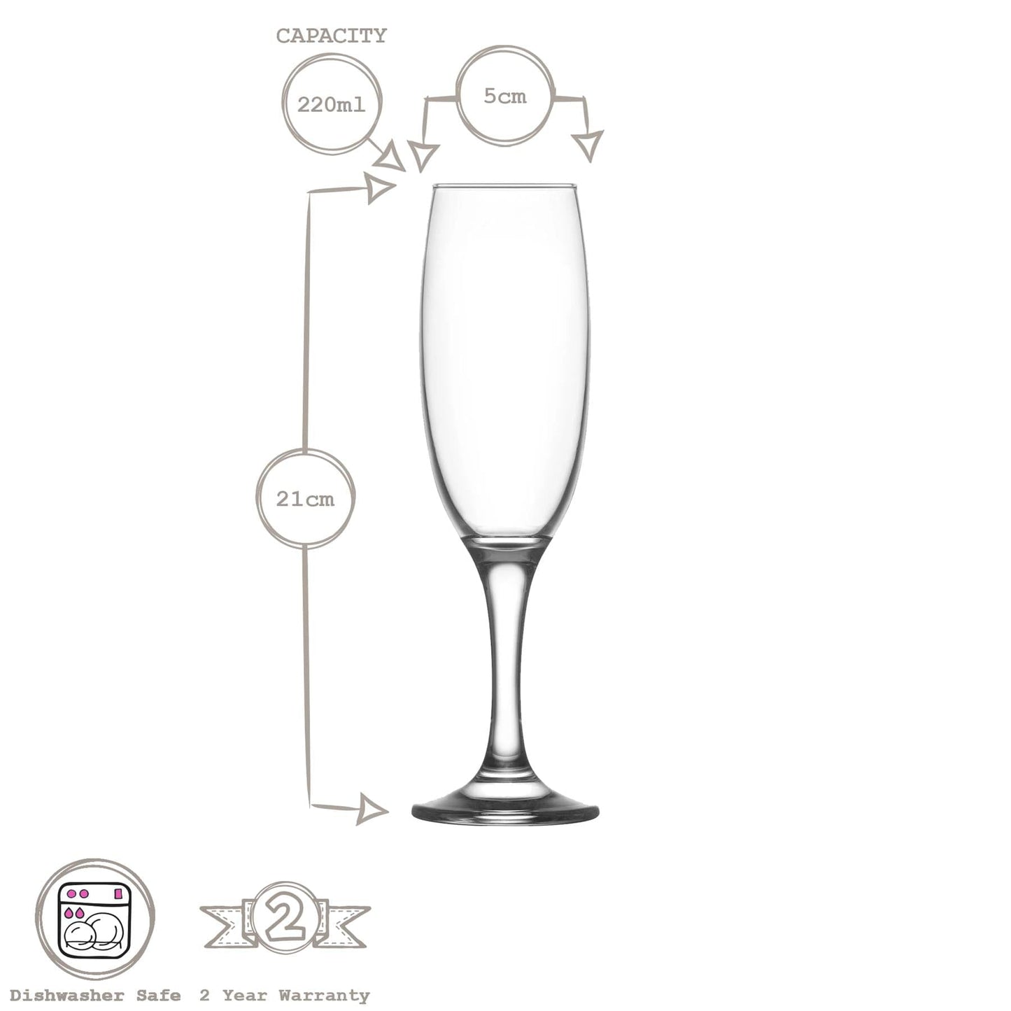 220ml Empire Champagne Flutes - Pack of Six