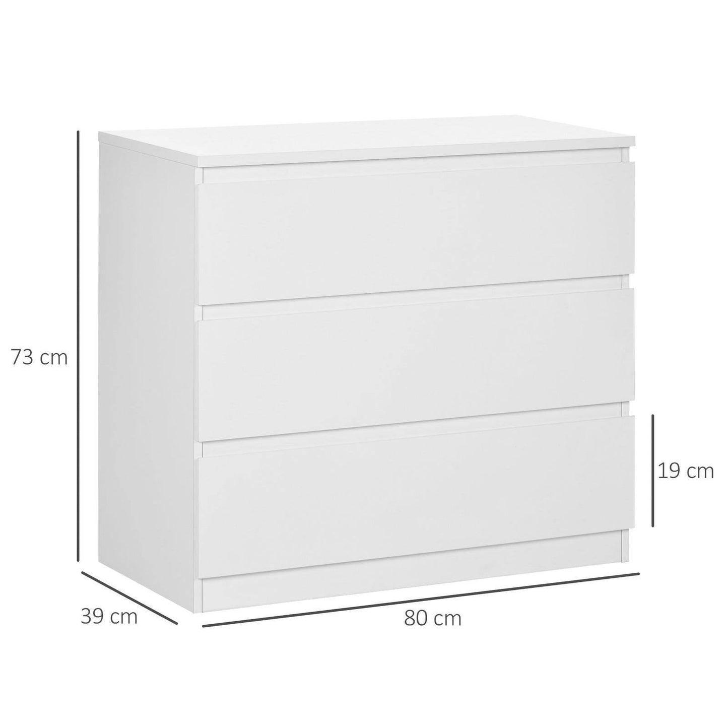 Chest Of Drawers 3-Drawer Storage Organiser Unit For Bedroom Living Room White