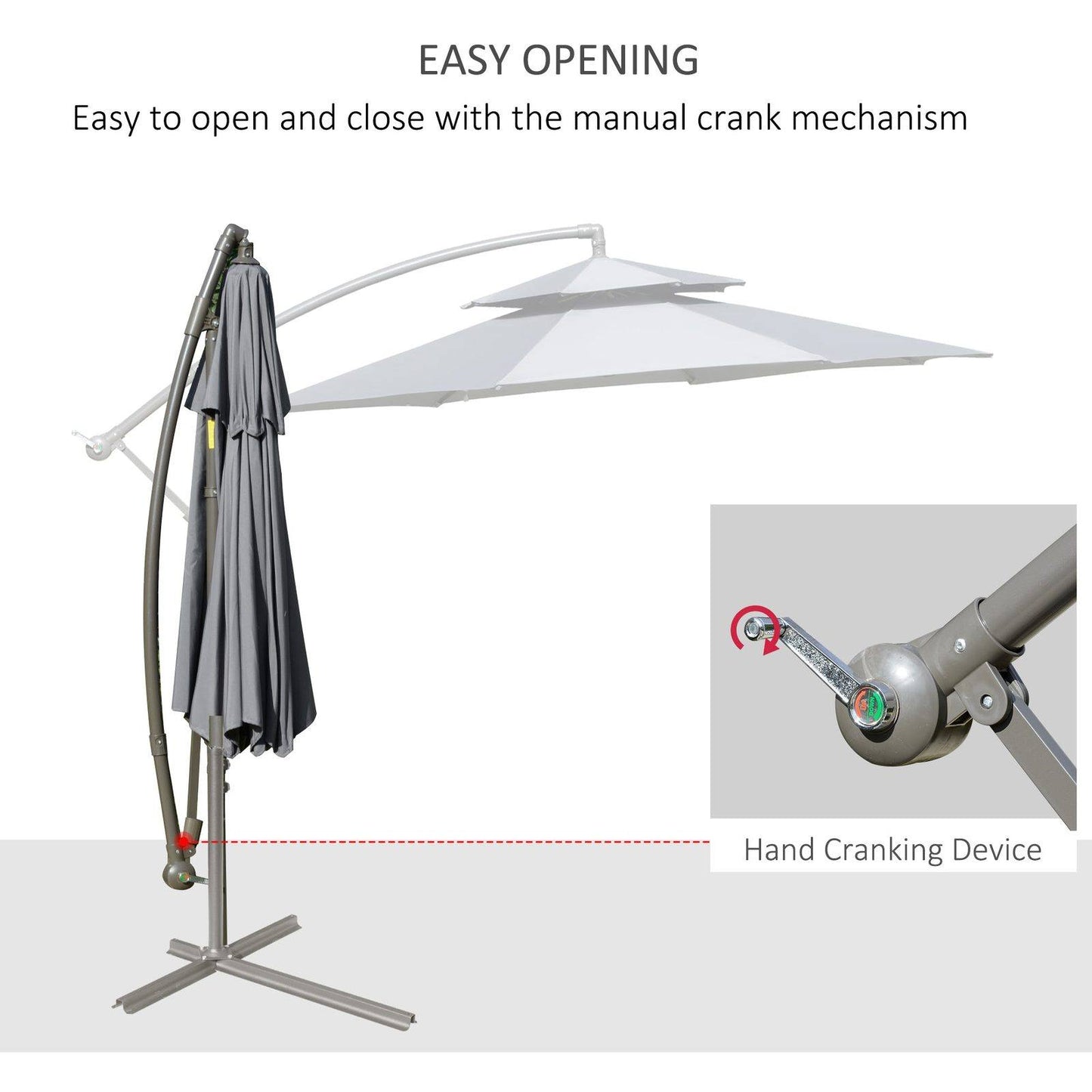 2.7M Garden Banana Parasol Cantilever Umbrella With Crank Handle