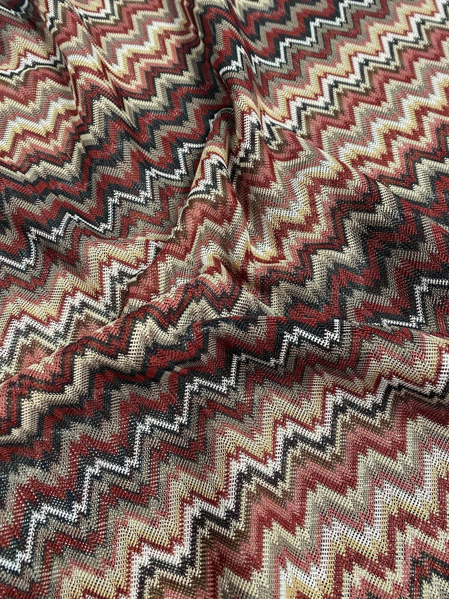 Earth Tone Zigzag Woven Mesh Fabric