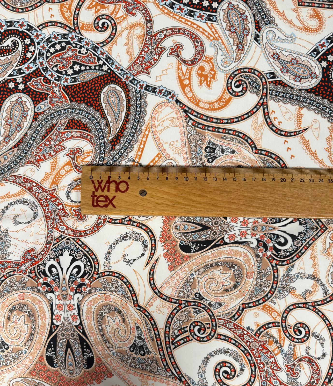 Elegant Black & Beige Paisley Fabric by the Metre