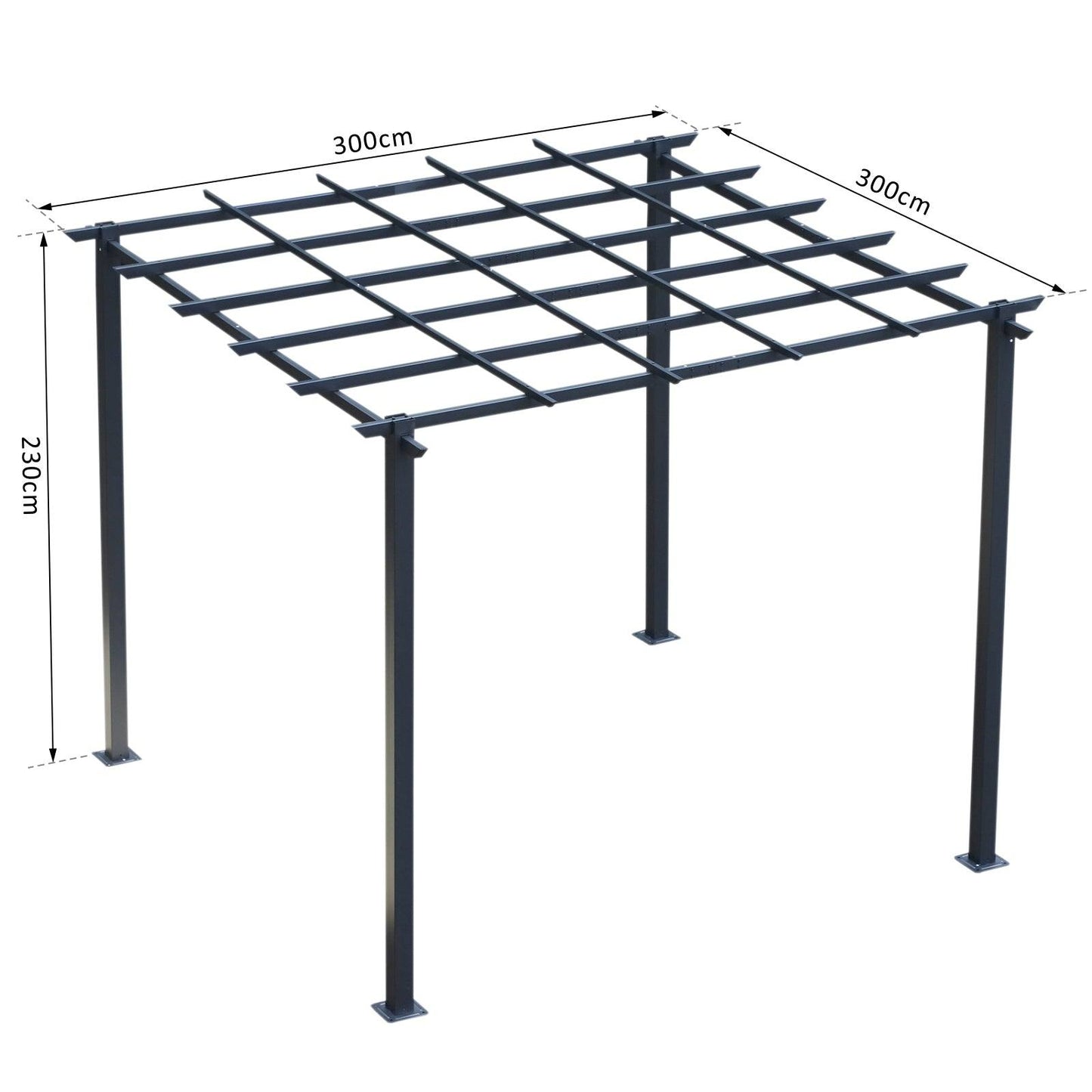 3 x 3 Meter Metal Pergola Garden Gazebo Grape Trellis for Climbing Plants Outdoor Sun Shelter Arbours