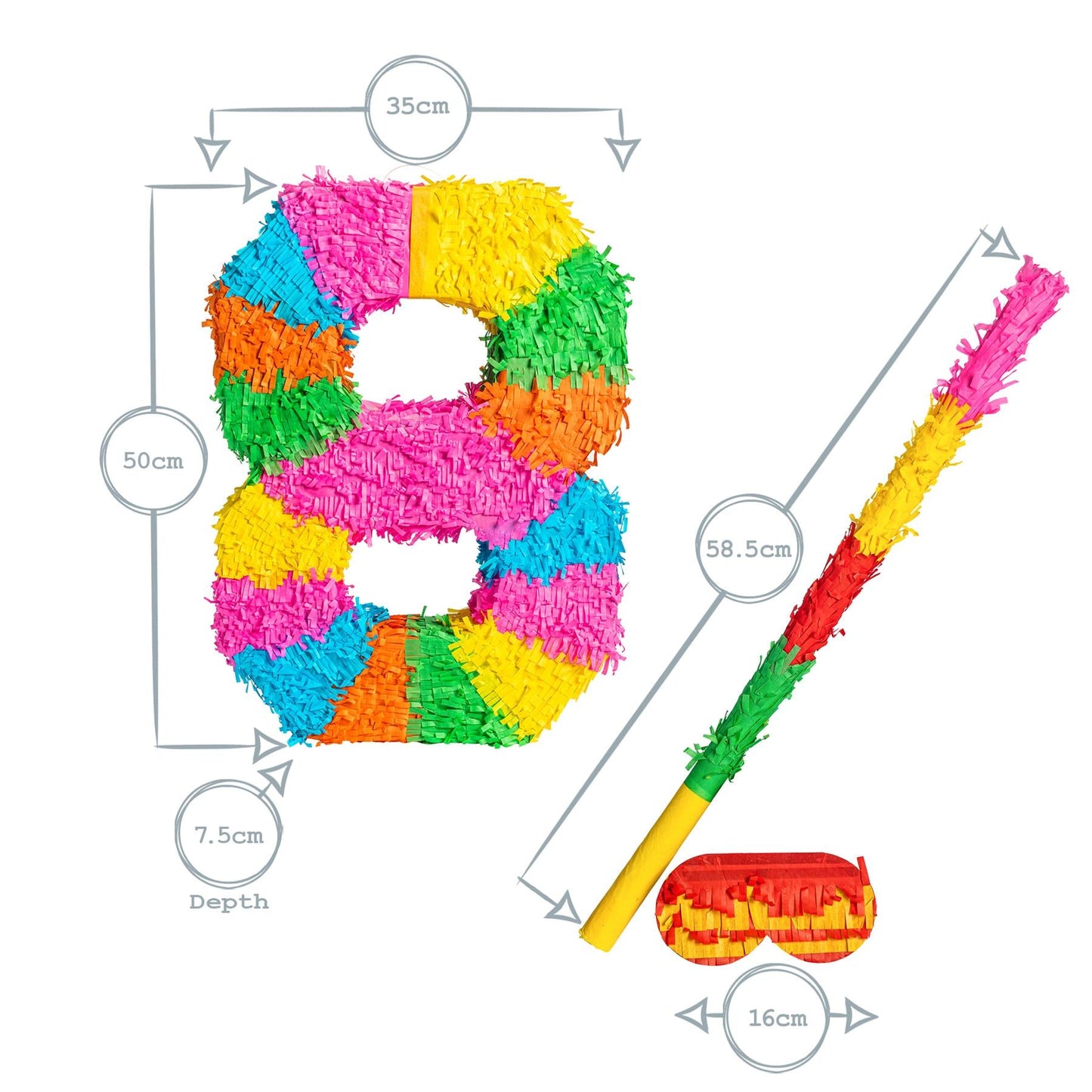 Large Number 8 Pinata Party Set