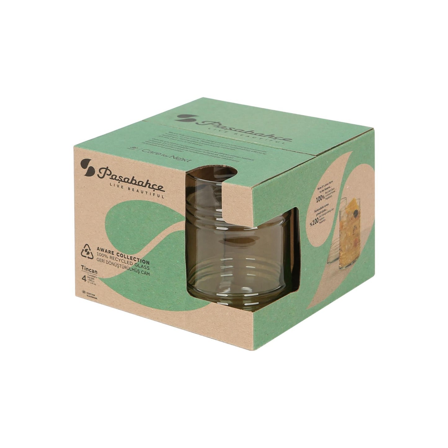 490ml Aware Tincan Recycled Highball Glasses - Green - Pack of Four