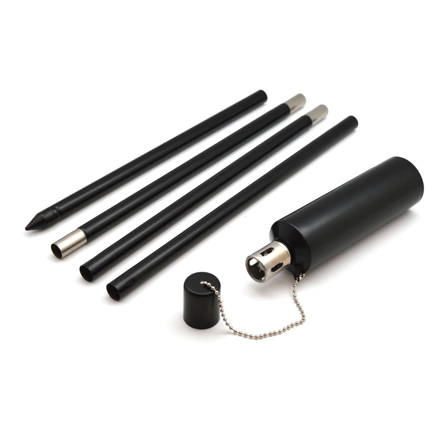 1.46m Metal Round Garden Fire Torches - Pack of 2