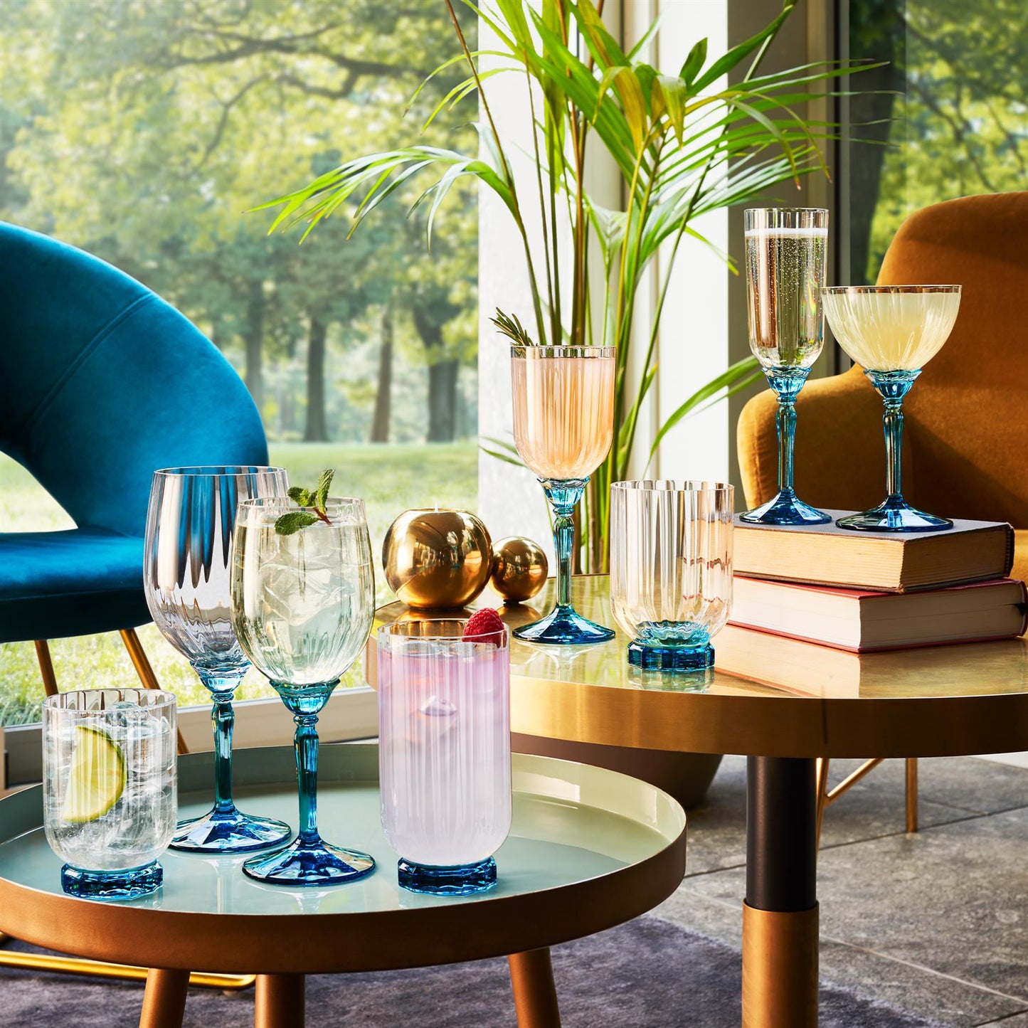 535ml Blue Florian Red Wine Glasses - Pack of Six