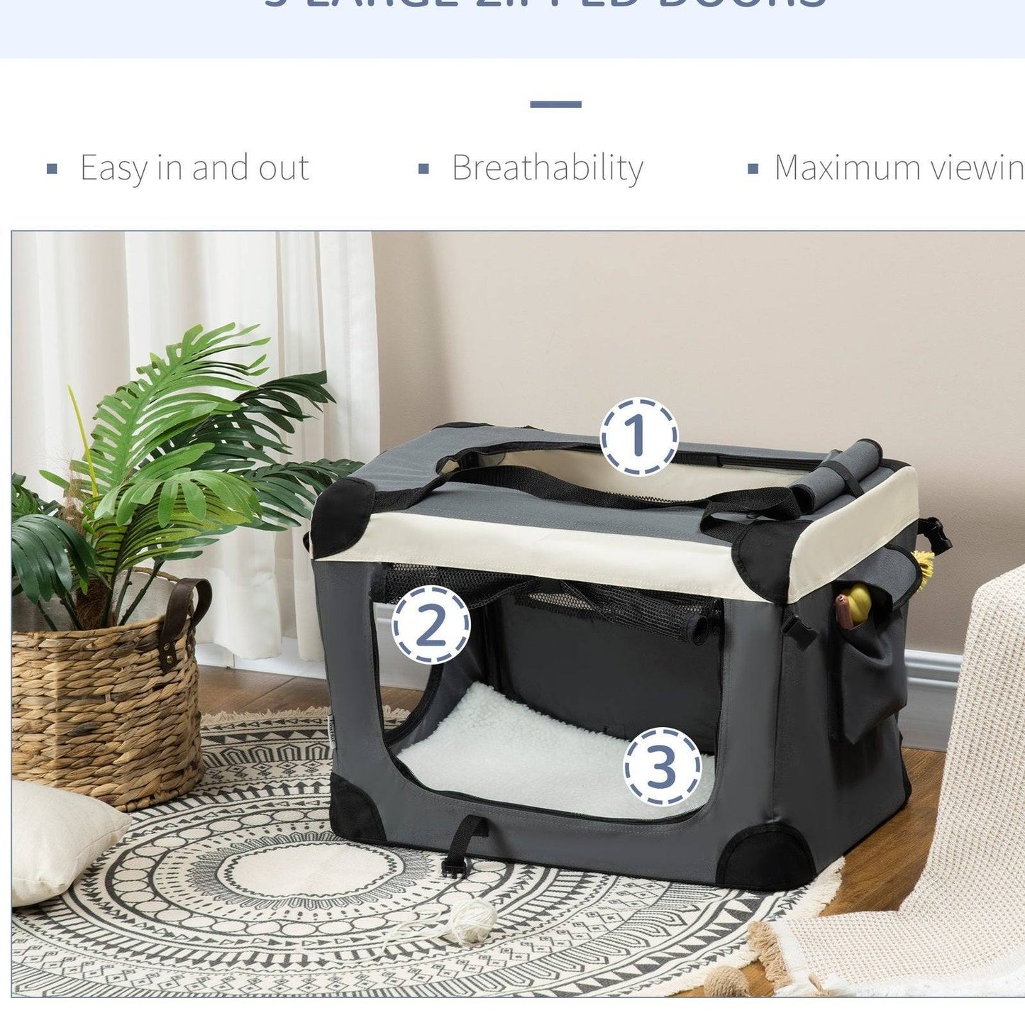 PawHut 60cm Foldable Pet Carrier