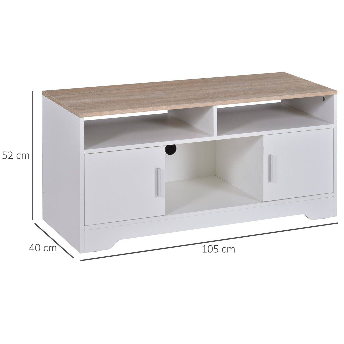 Boxy Tv Stand With Wood-Effect Table Top