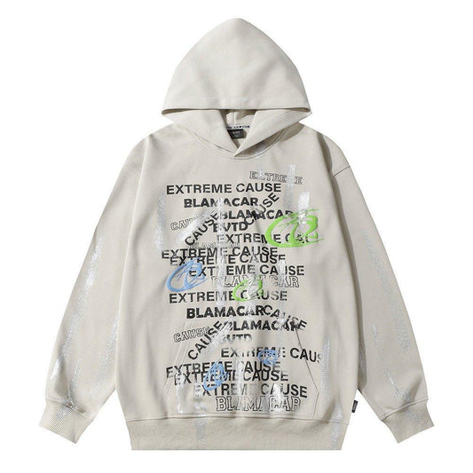 Fashion Letter Printed Graffiti Streetwear Hoodie with Bold Typography