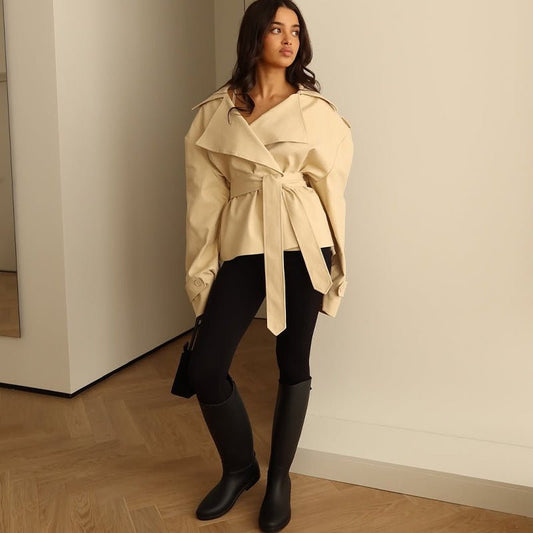 Fashion Waist-Controlled Long-Sleeved Coat