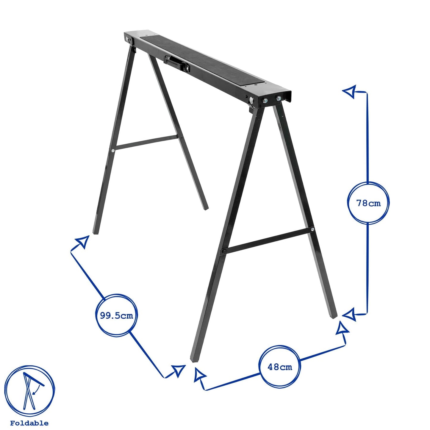 Black/Black Folding Iron Saw Horses - Pack of 2