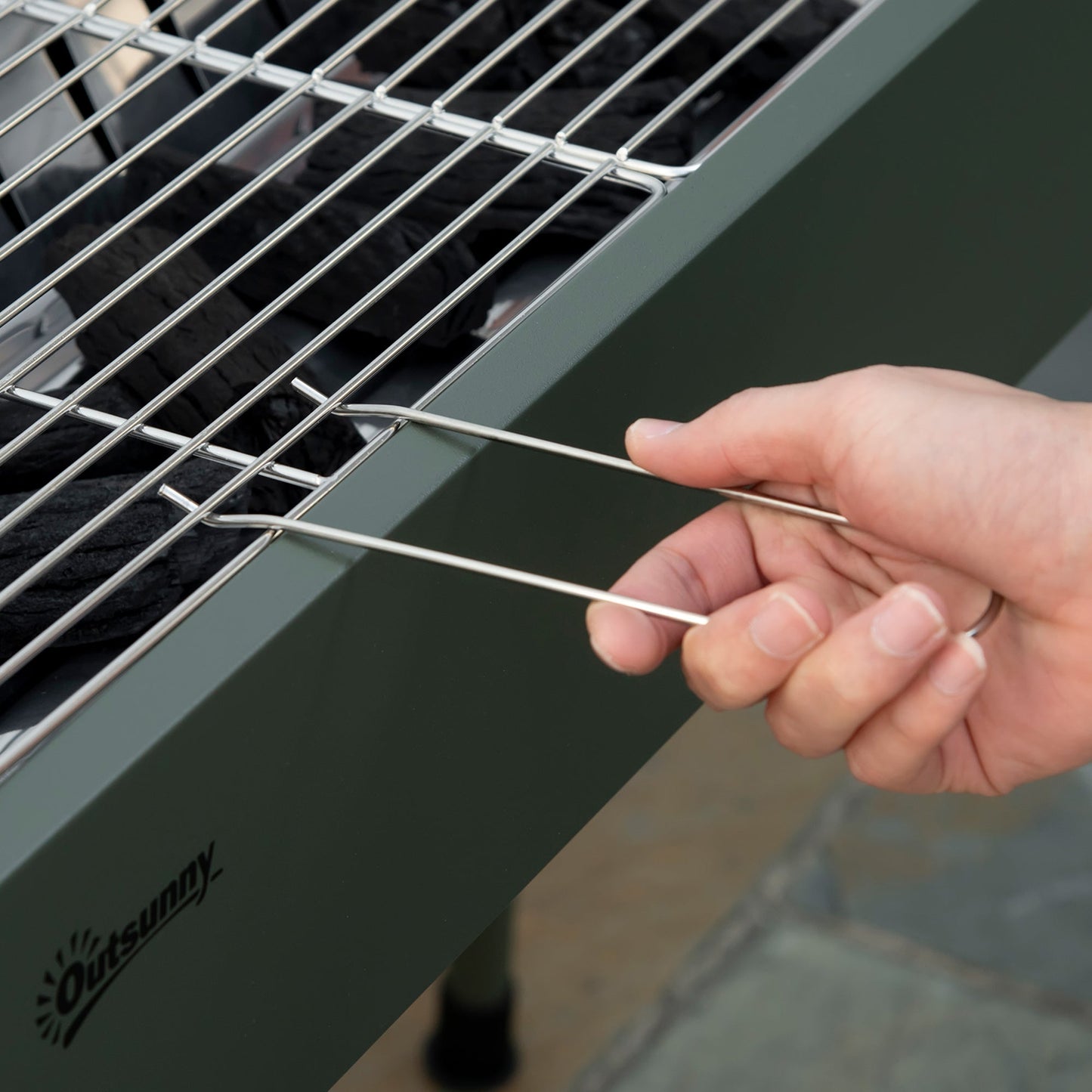 Portable Charcoal Barbecue BBQ Grill with Seasoning Baskets and Hooks